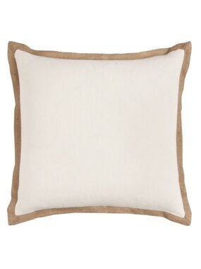 Rizzy Home Jute Canvas 22"x22" Oversized Solid Square Throw Pillow neutral cream